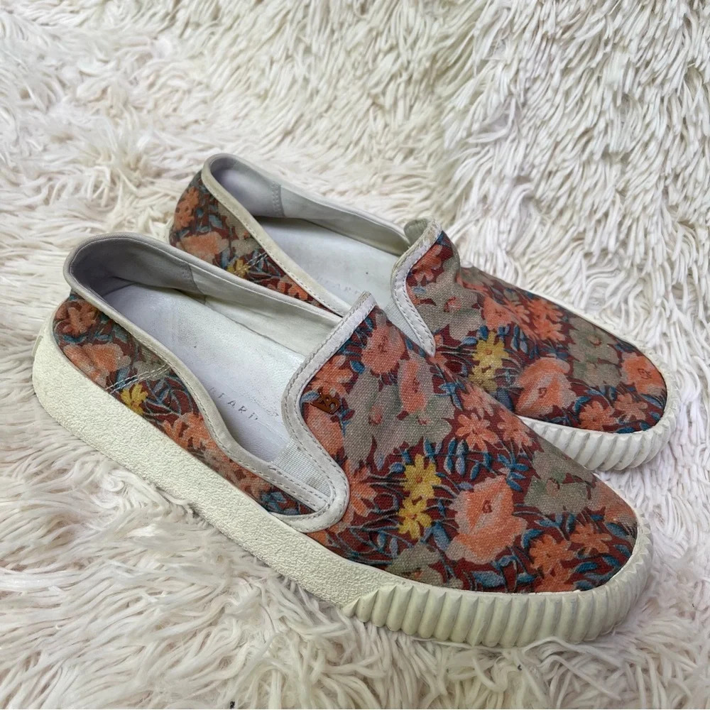 VERONICA BEARD Panelle Floral-Print Canvas Slip-On Sneakers loafers size 7.5